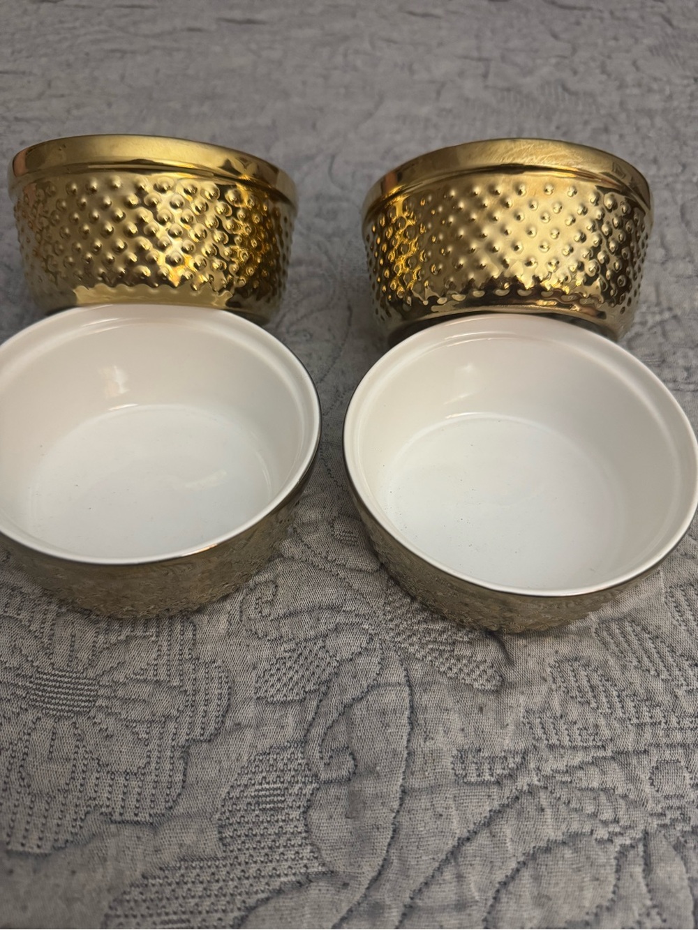222 Fifth Set of 4 Beaded Gold Appetizer Bowls